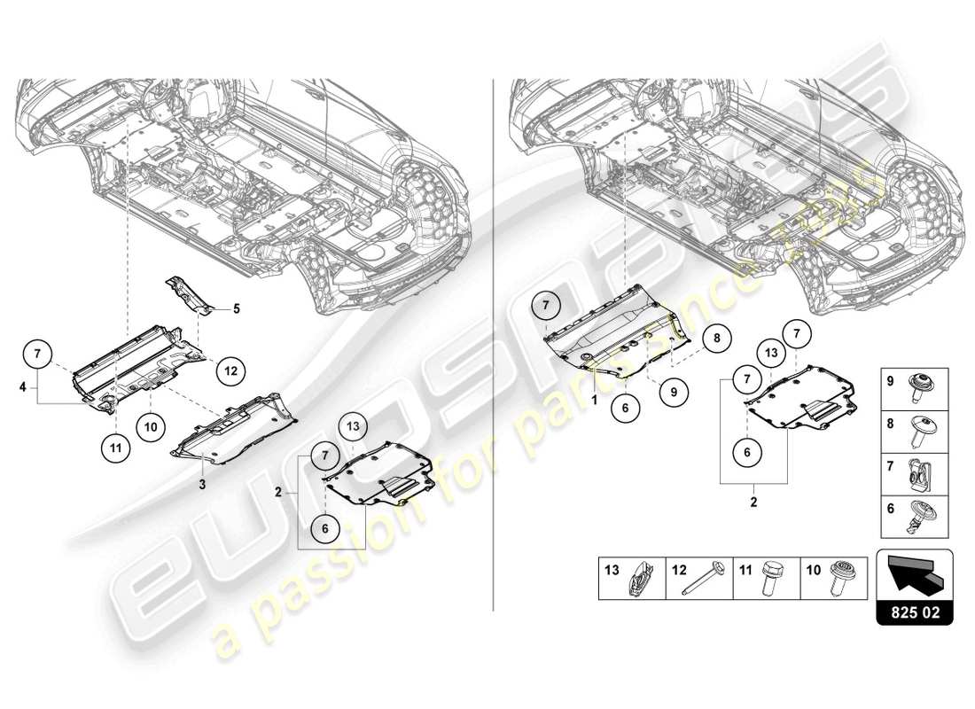 lamborghini urus (2020) underbody trim parts diagram