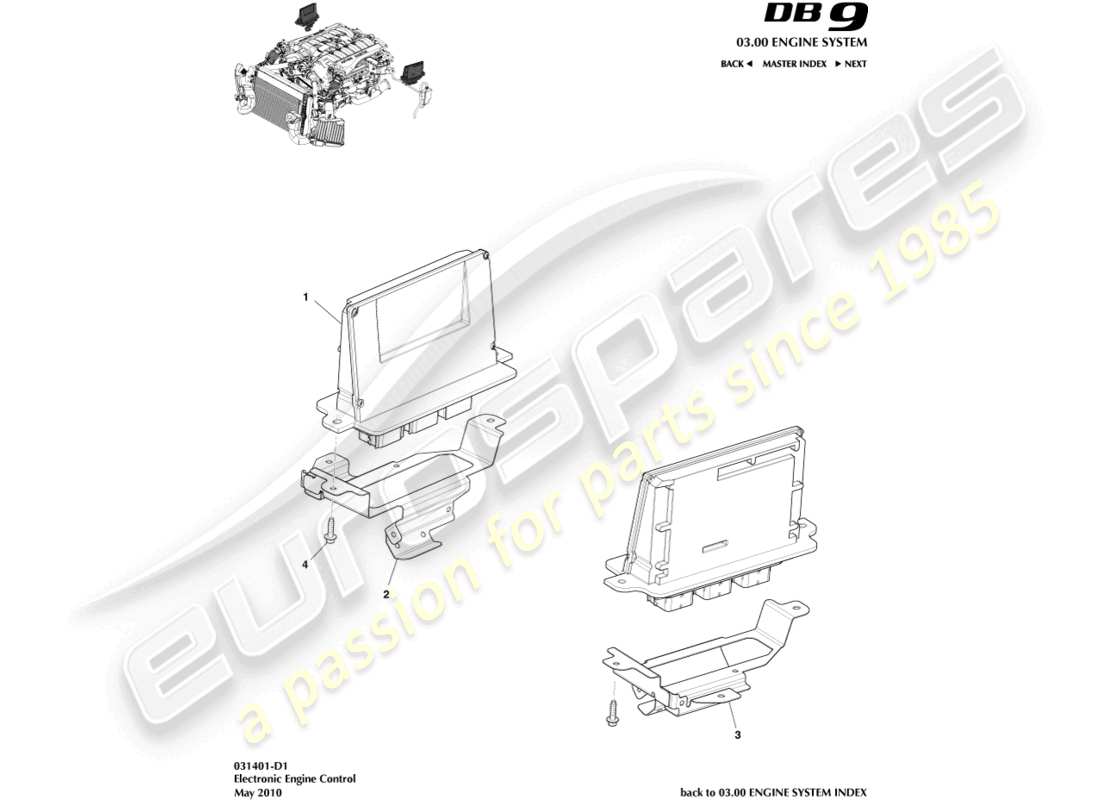 aston martin db9 (2007) electronic engine control part diagram