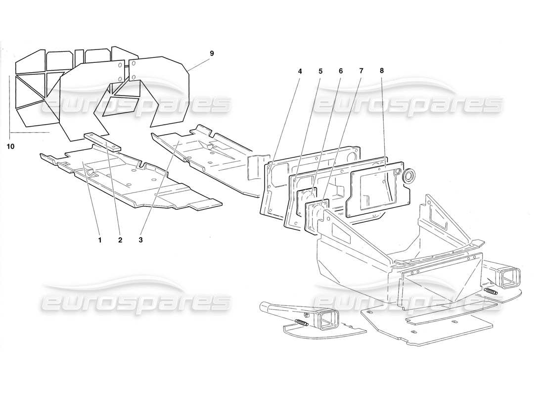 lamborghini diablo roadster (1998) frame floor panels (valid for uk 1998) parts diagram