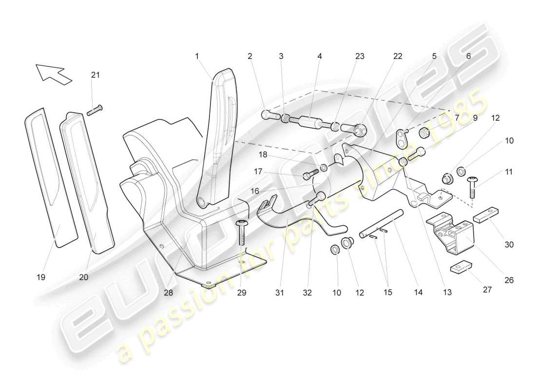 lamborghini gallardo spyder (2008) accelerator pedal lhd part diagram