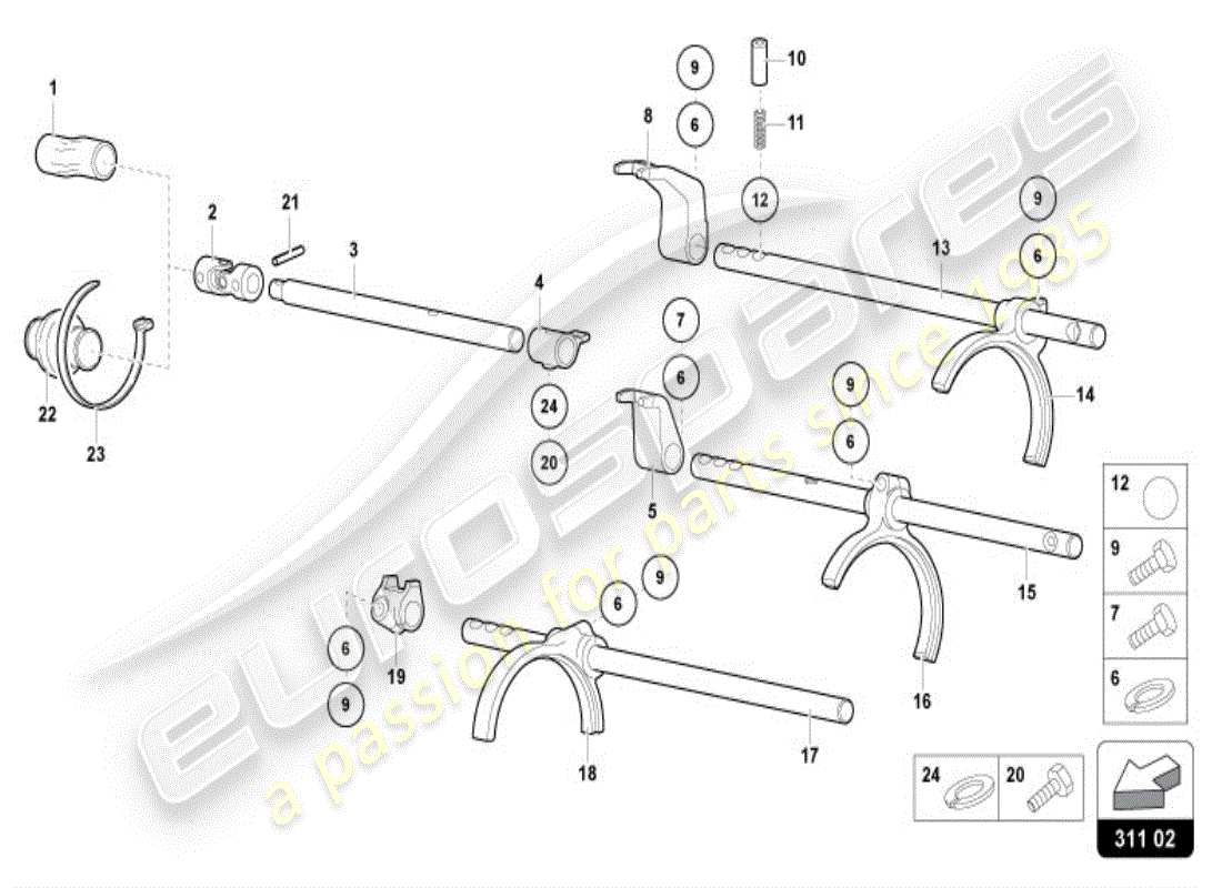 lamborghini diablo vt (1996) gearbox parts diagram