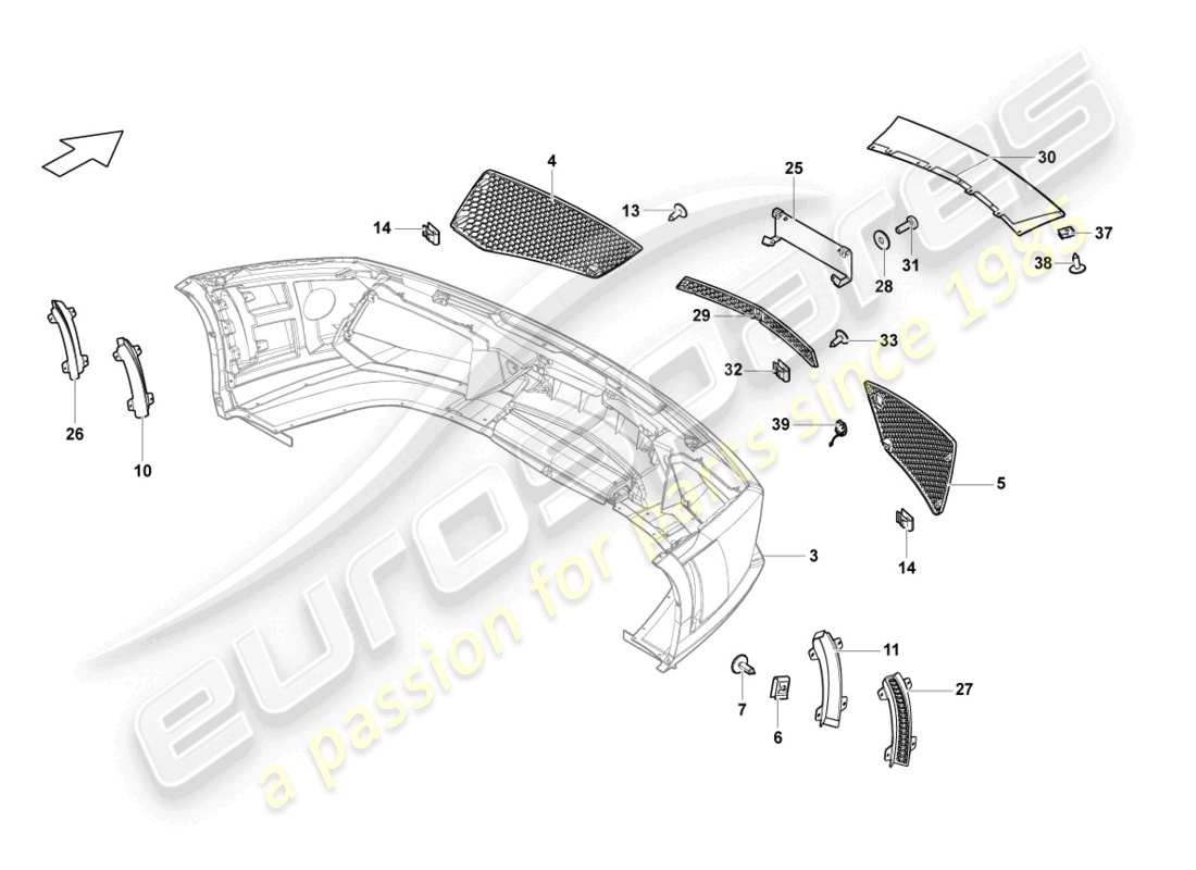 lamborghini lp570-4 spyder performante (2012) grille front part diagram