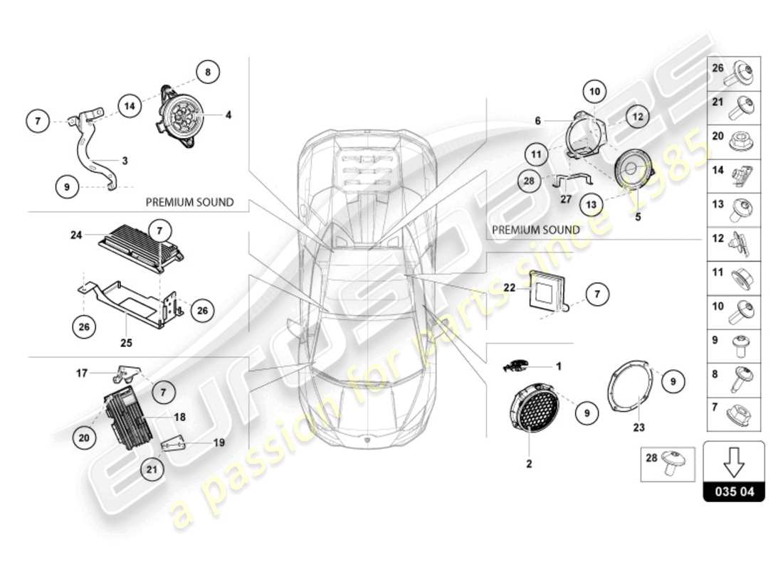 lamborghini 2024 (evo spyder) radio unit part diagram