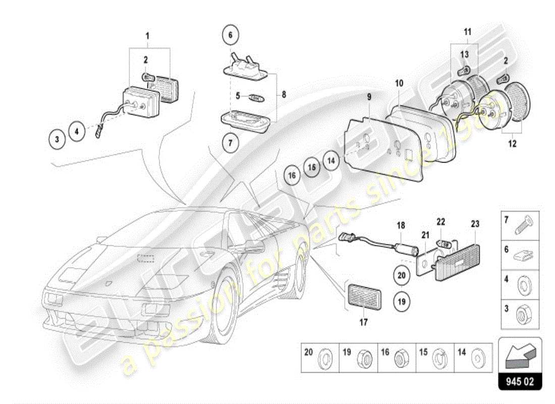 lamborghini diablo vt (1997) tail light rear parts diagram