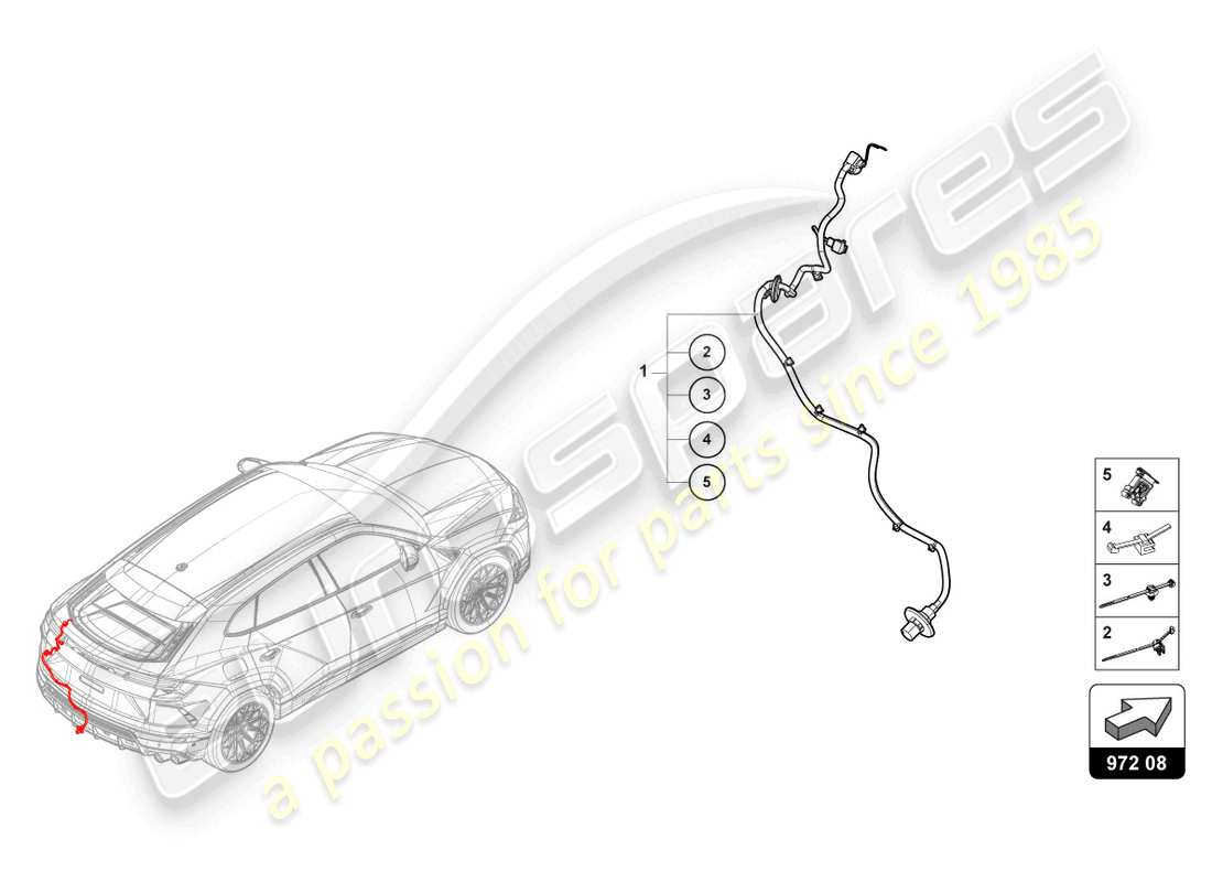 lamborghini urus (2022) wiring set for tow hitch rear part diagram