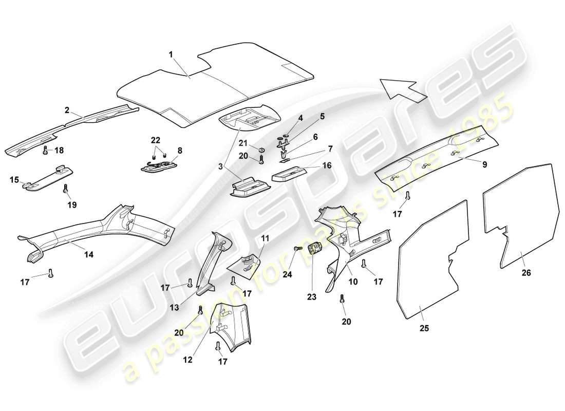 lamborghini lp640 coupe (2010) sound absorbers parts diagram