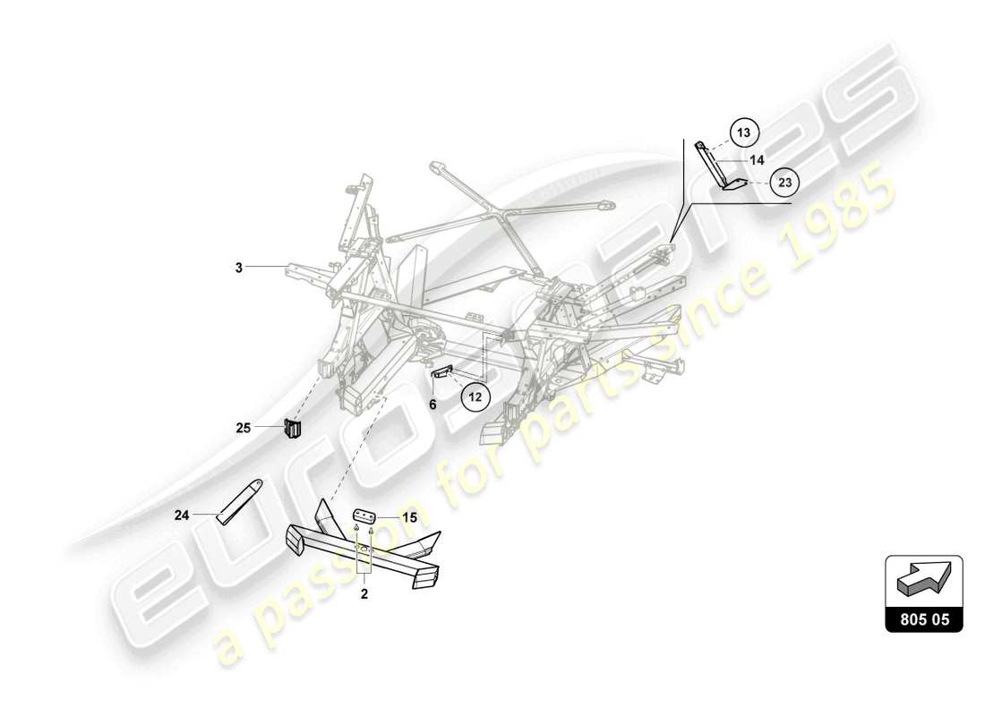 lamborghini 2022 (super trofeo evo 2) rear frame outer elements part diagram