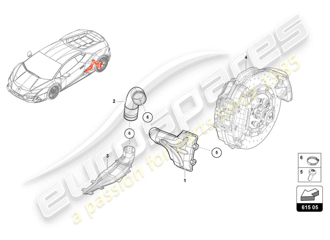 lamborghini 2023 (tecnica) air duct for brake cooling parts diagram