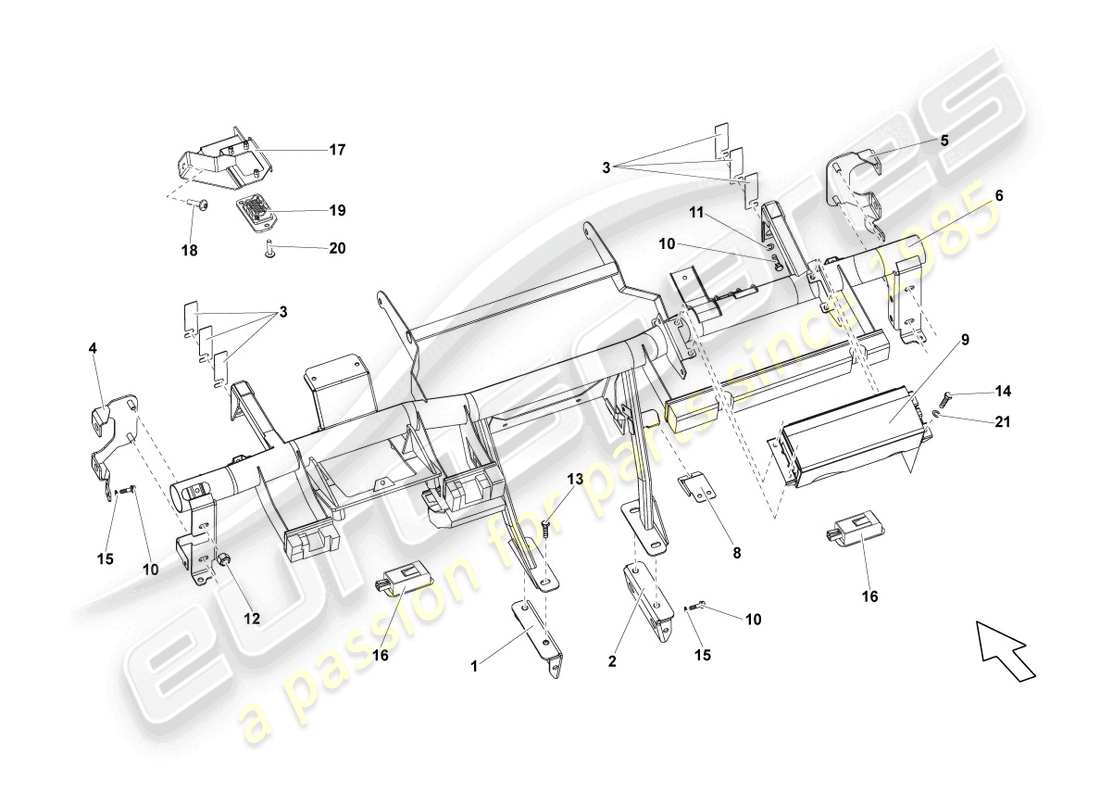 lamborghini lp550-2 spyder (2014) cross member for dash panel parts diagram