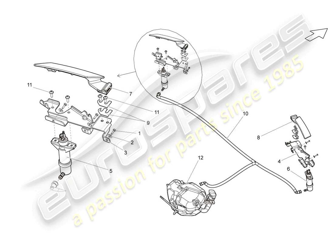 lamborghini lp550-2 coupe (2011) headlight washer system parts diagram