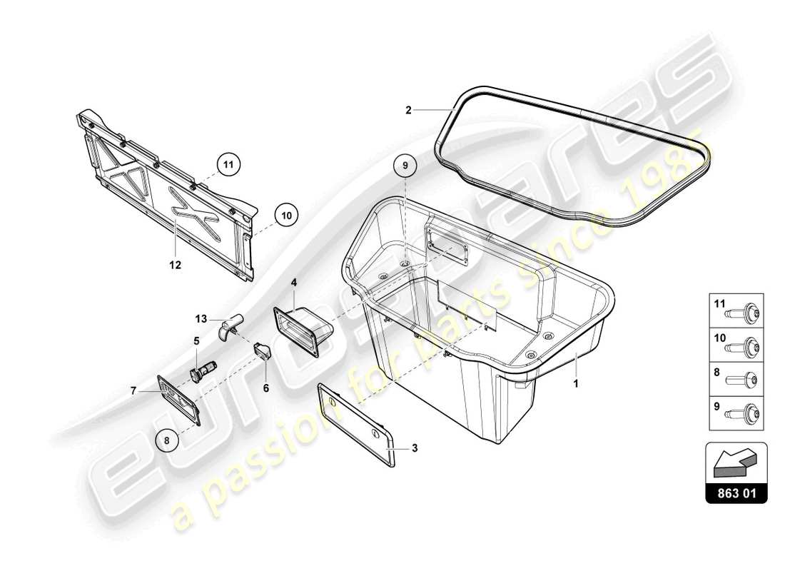 lamborghini 2023 (tecnica) luggage compartment lining parts diagram