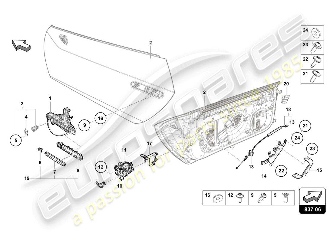 lamborghini 2023 (sterrato) door handle, inner part diagram