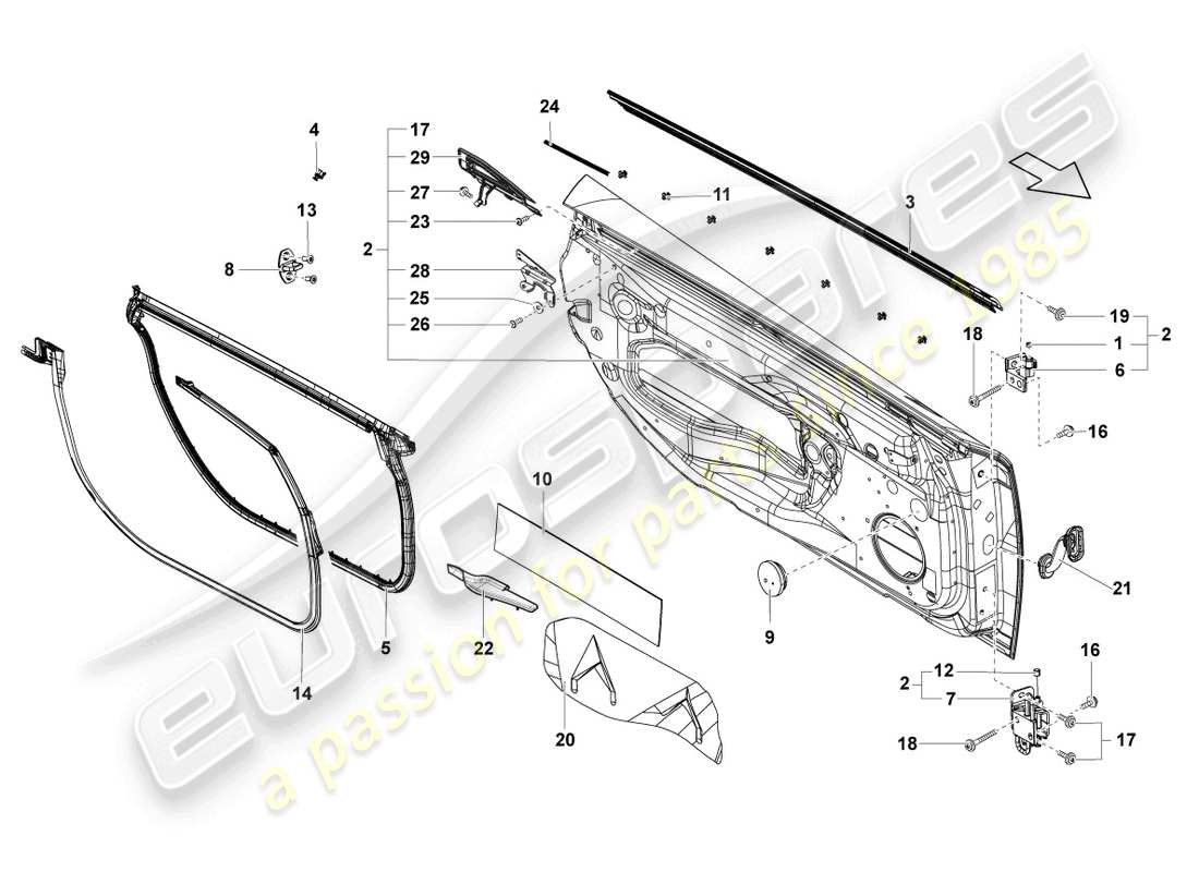 lamborghini lp550-2 spyder (2014) door part diagram