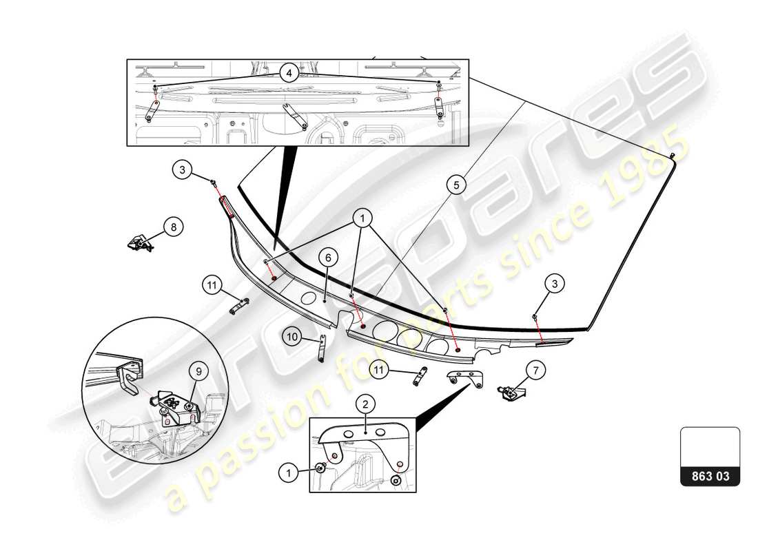 lamborghini 2022 (super trofeo evo 2) plenum panel cover part diagram