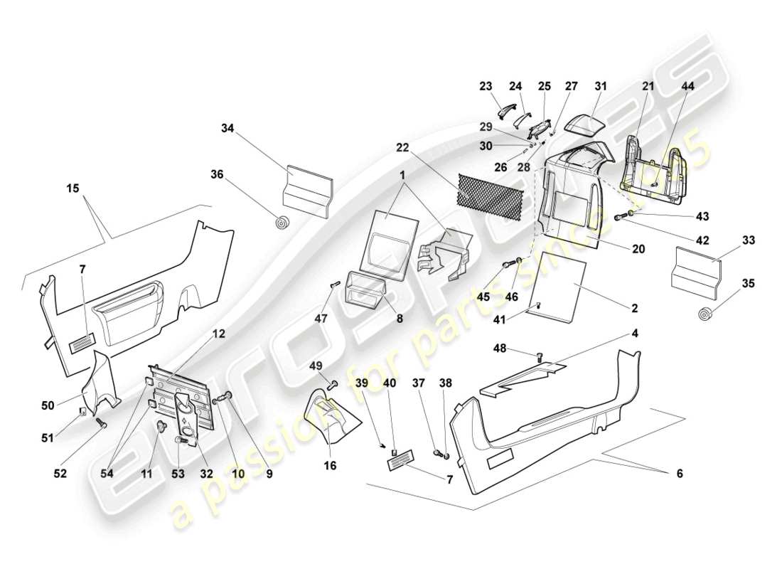 lamborghini lp640 roadster (2010) pillar trim parts diagram