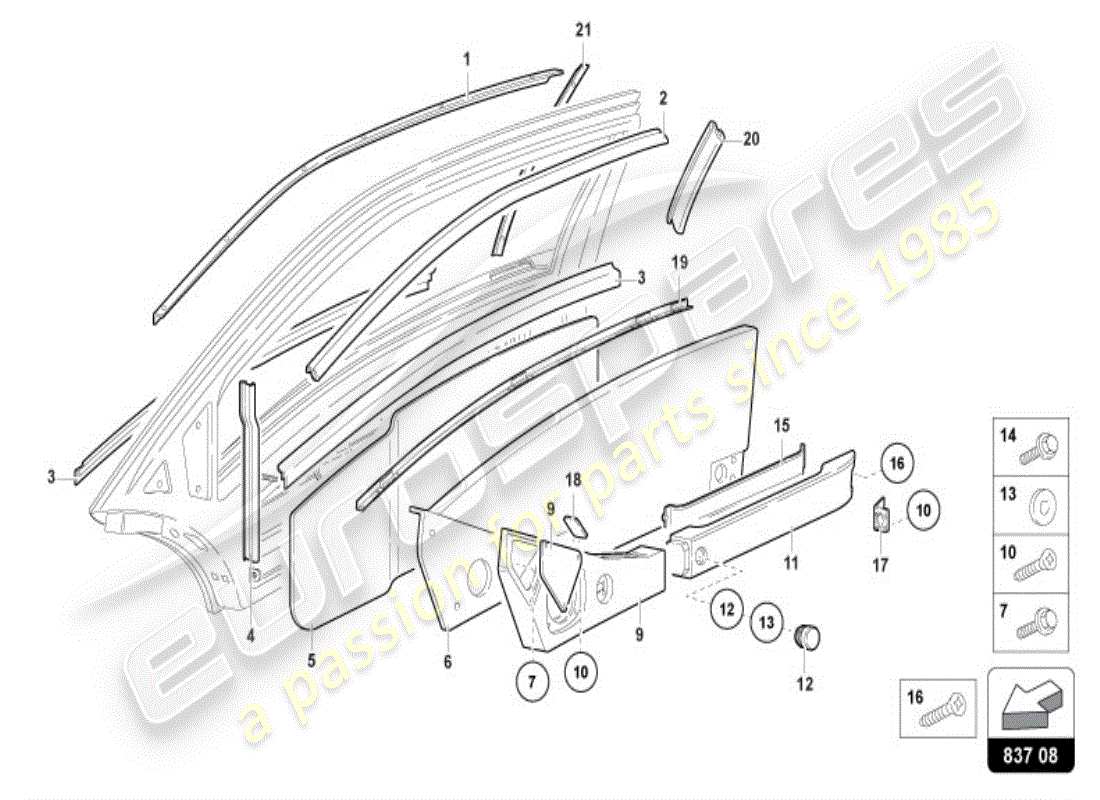 lamborghini diablo vt (1998) door parts diagram
