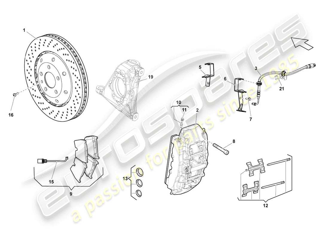 lamborghini lp570-4 sl (2011) disc brake front part diagram