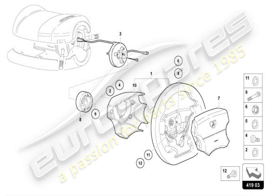 lamborghini diablo vt (1999) steering wheel parts diagram