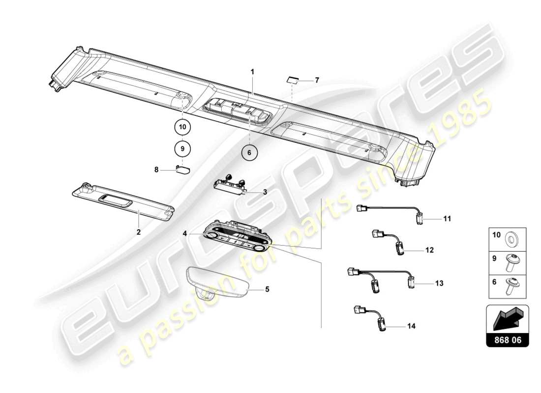 lamborghini 2022 (evo spyder 2wd) front panel trim part diagram