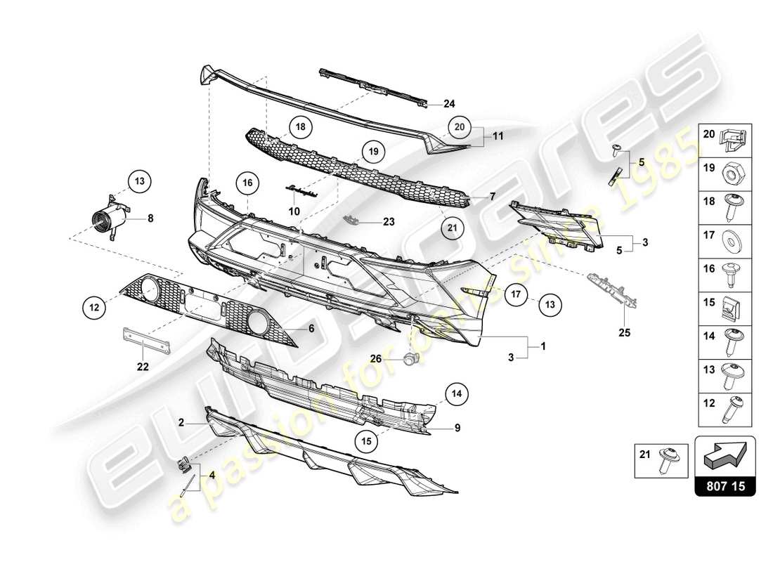 lamborghini 2021 (evo coupe 2wd) bumper rear part diagram