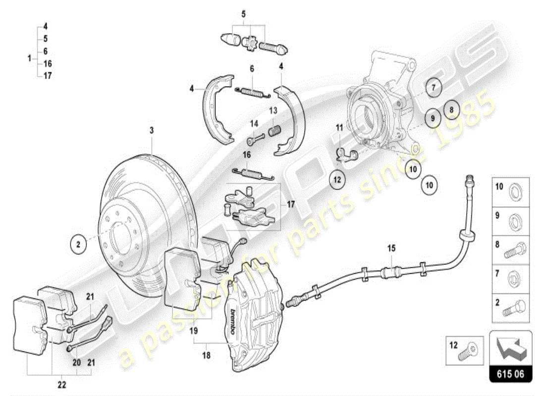 lamborghini diablo vt (1996) brake disc rear parts diagram