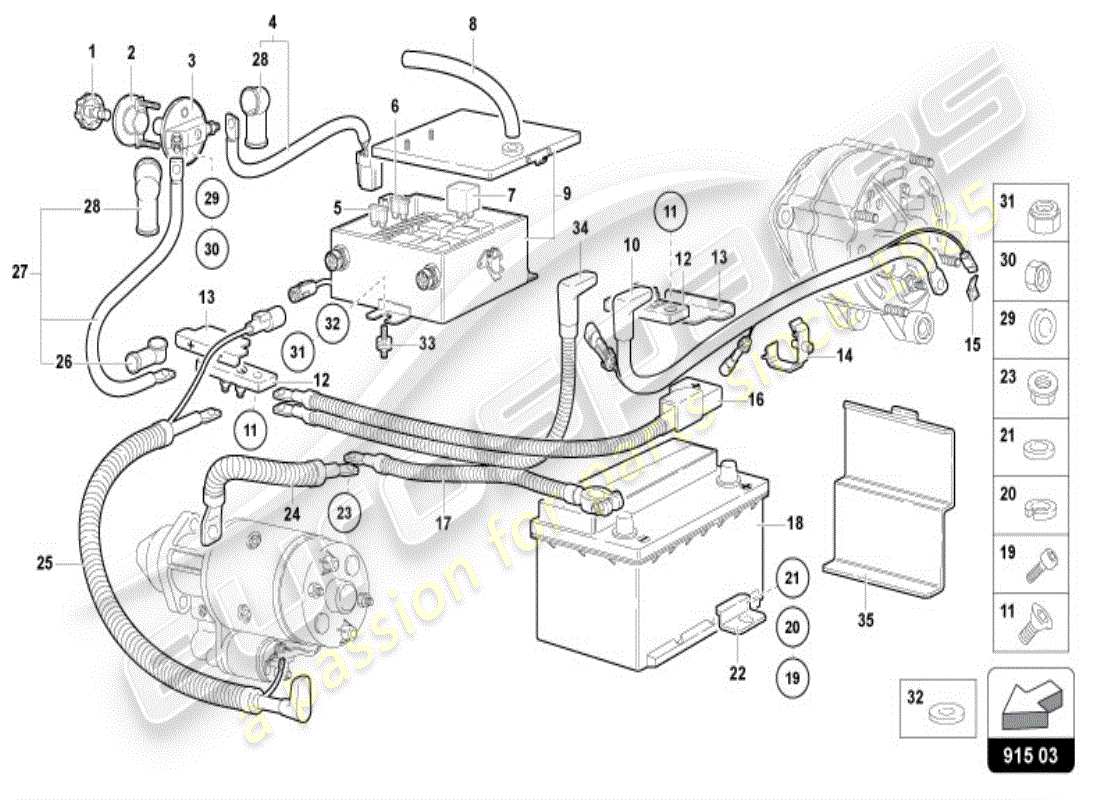 lamborghini diablo vt (1996) battery parts diagram
