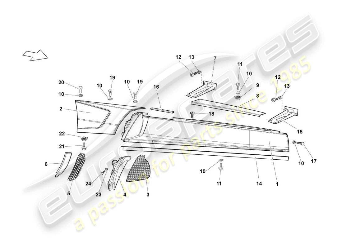 lamborghini lp640 roadster (2010) side member right part diagram