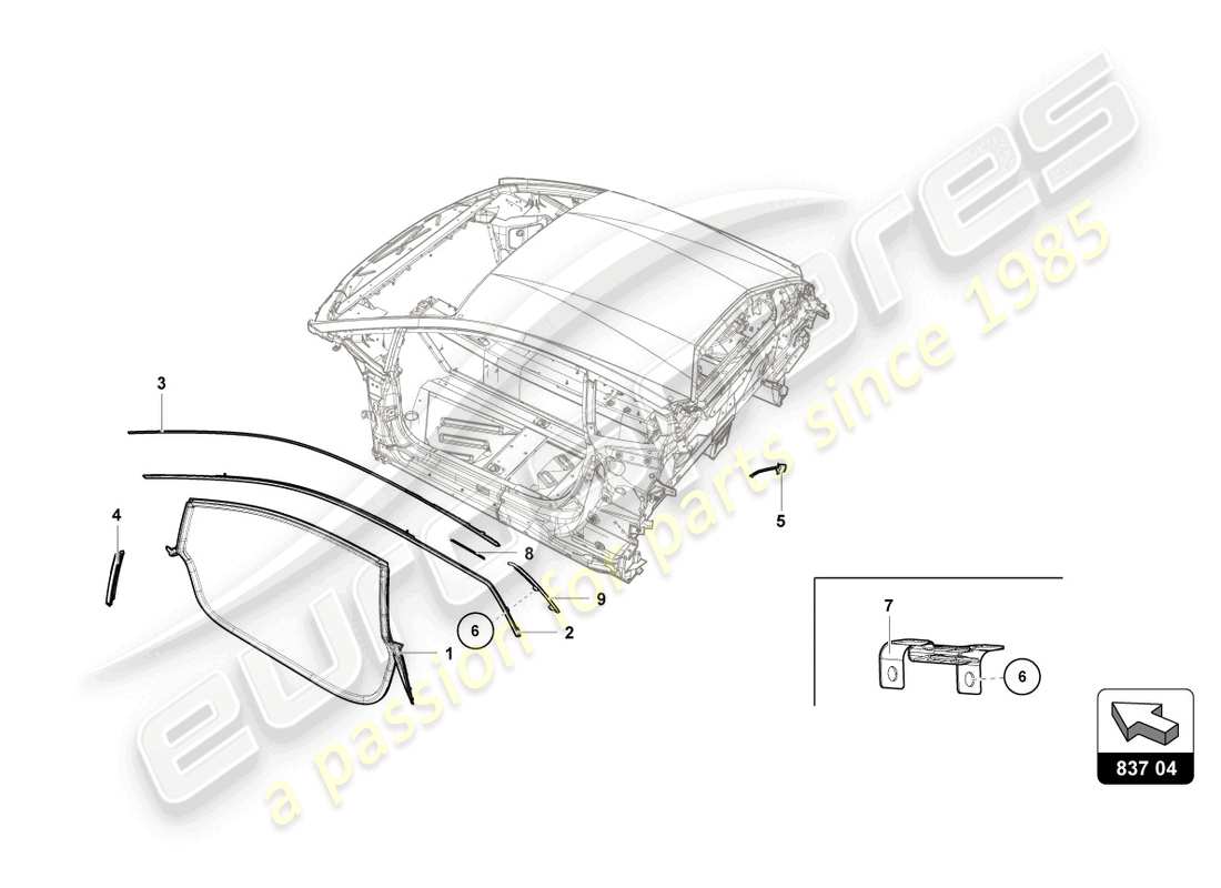 lamborghini 2015 (super trofeo) door seal part diagram