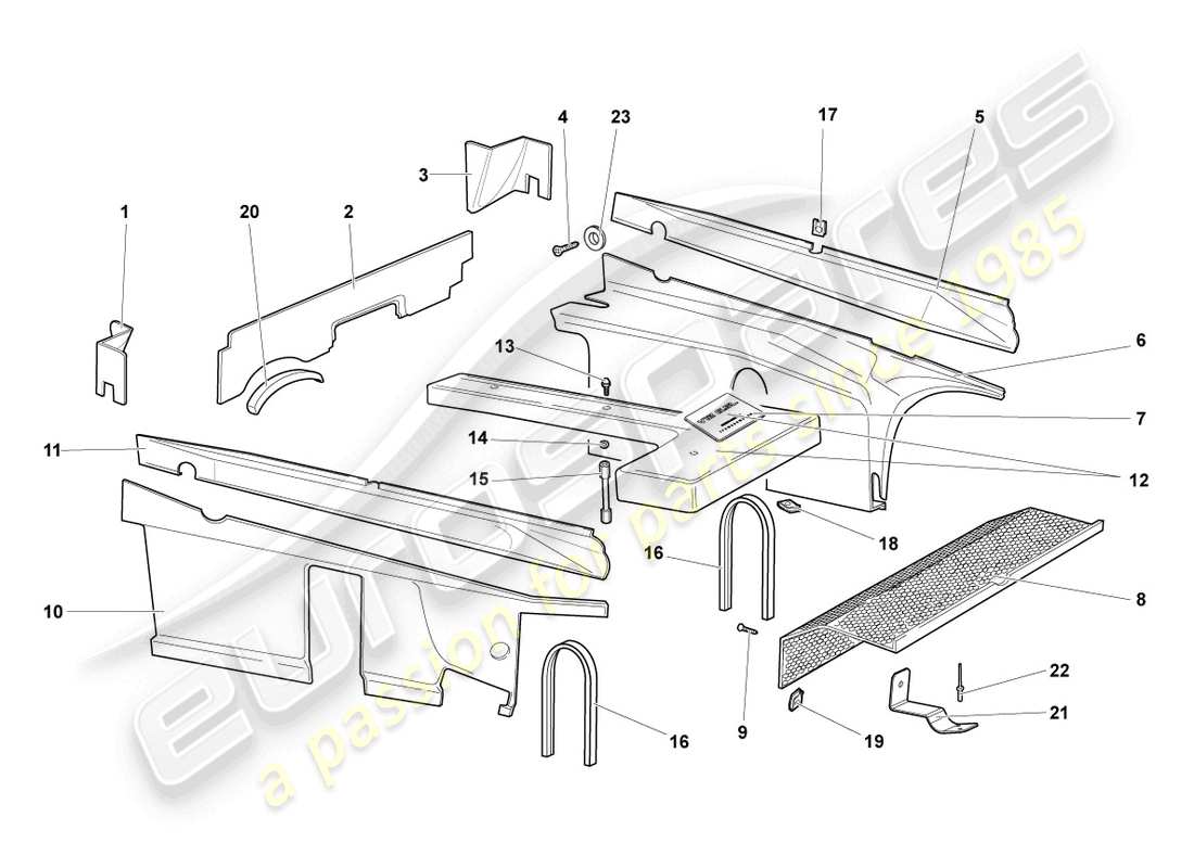 lamborghini lp640 coupe (2010) sound absorbers parts diagram