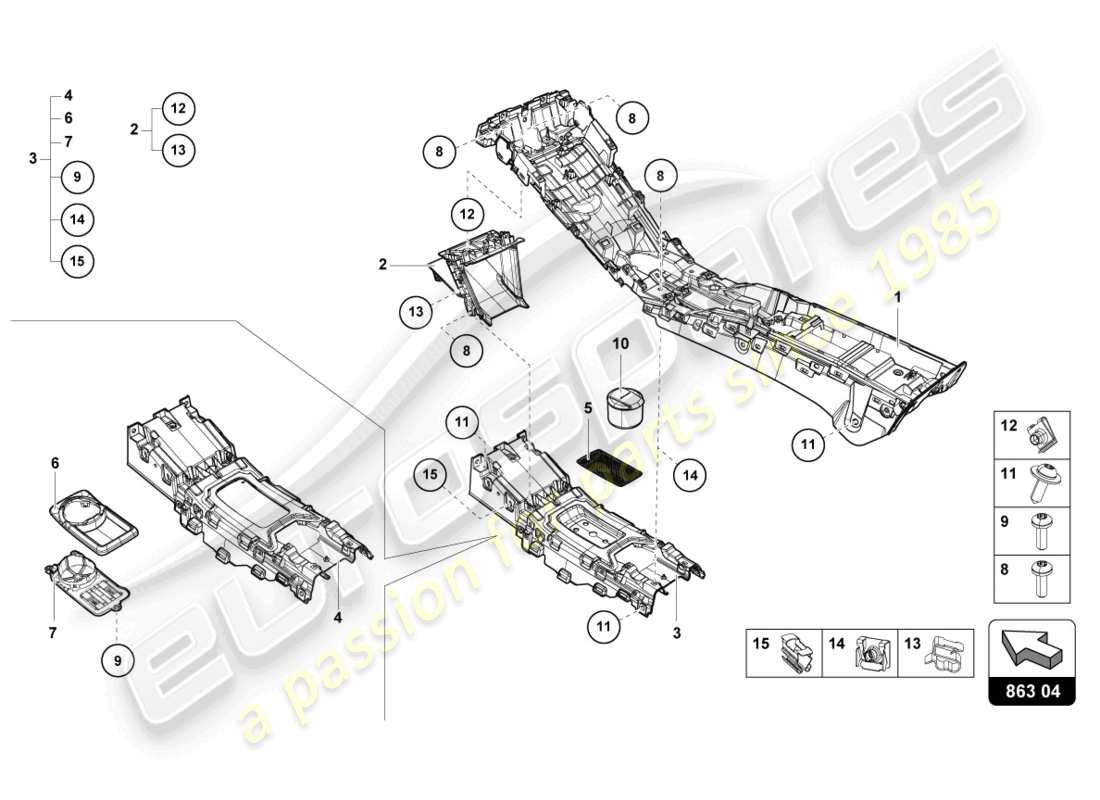lamborghini 2023 (tecnica) tunnel parts diagram