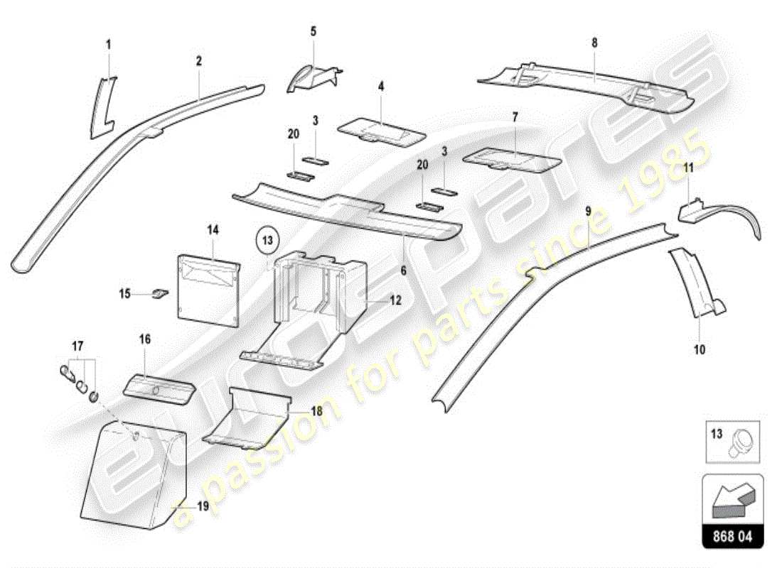 lamborghini diablo vt (1995) interior decor parts diagram
