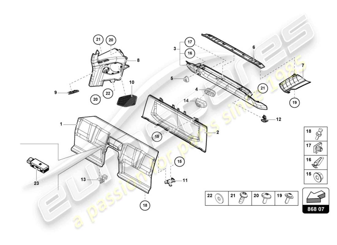 lamborghini 2023 (tecnica) interior decor parts diagram