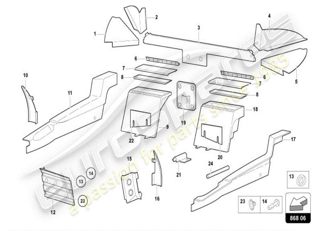 lamborghini diablo vt (1996) interior decor parts diagram