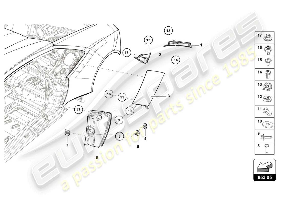 lamborghini 2021 (evo coupe 2wd) cover plate for side member part diagram