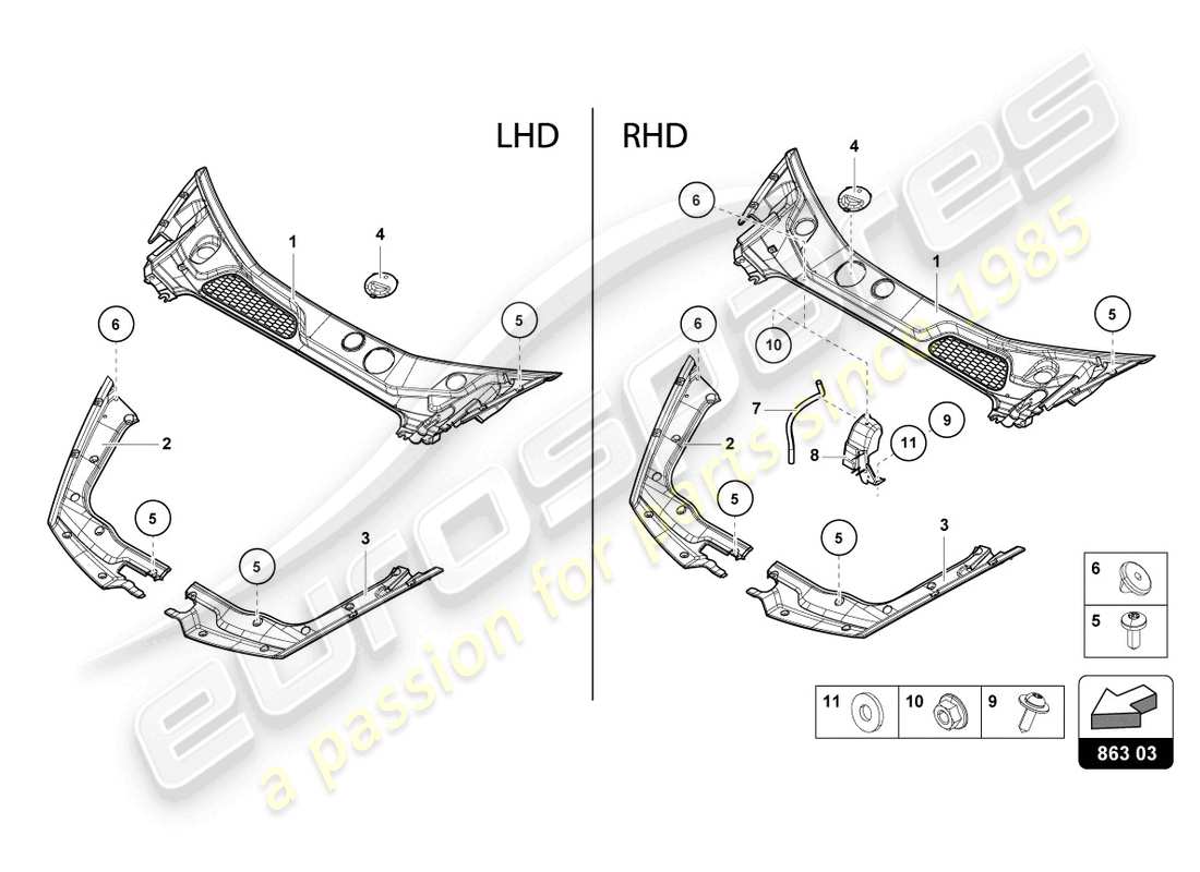 lamborghini 2023 (tecnica) front end cover parts diagram