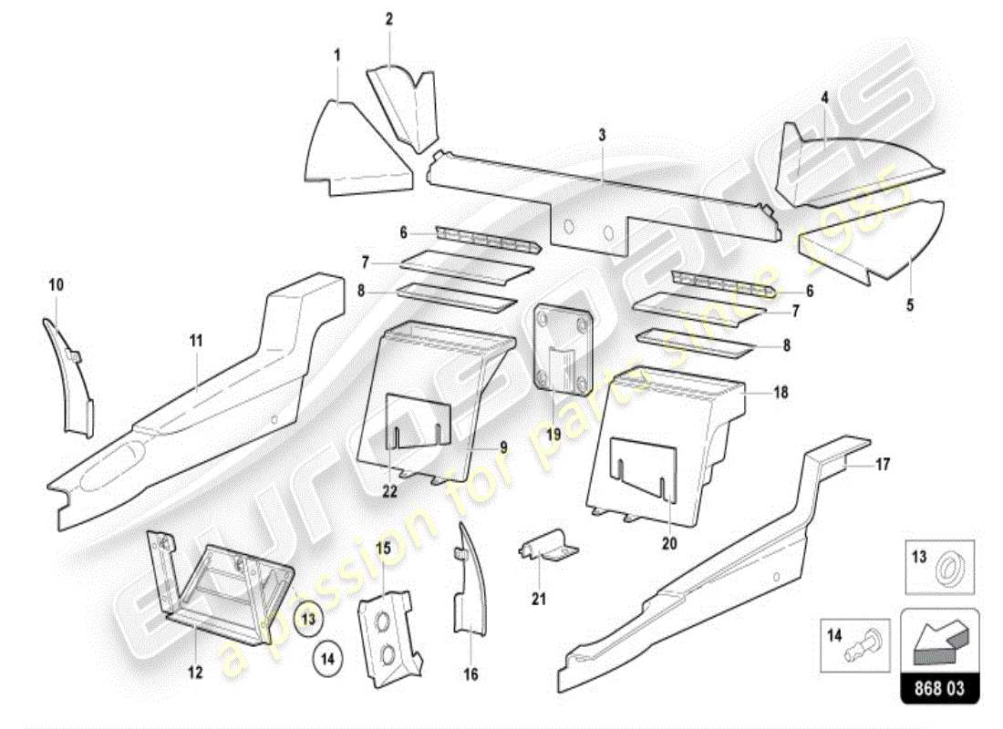 lamborghini diablo vt (1995) interior decor parts diagram