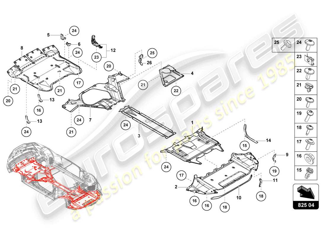 lamborghini evo coupe 2wd (2023) trim panel for frame lower section parts diagram