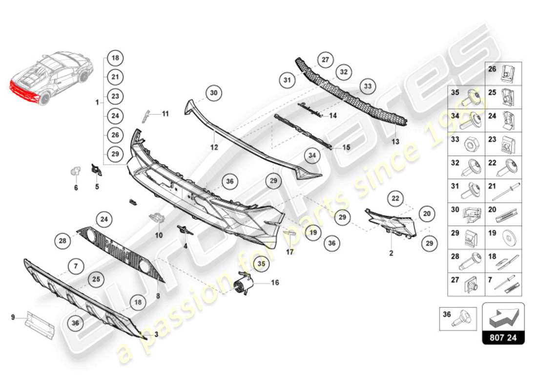 lamborghini 2024 (sterrato) bumper rear part diagram