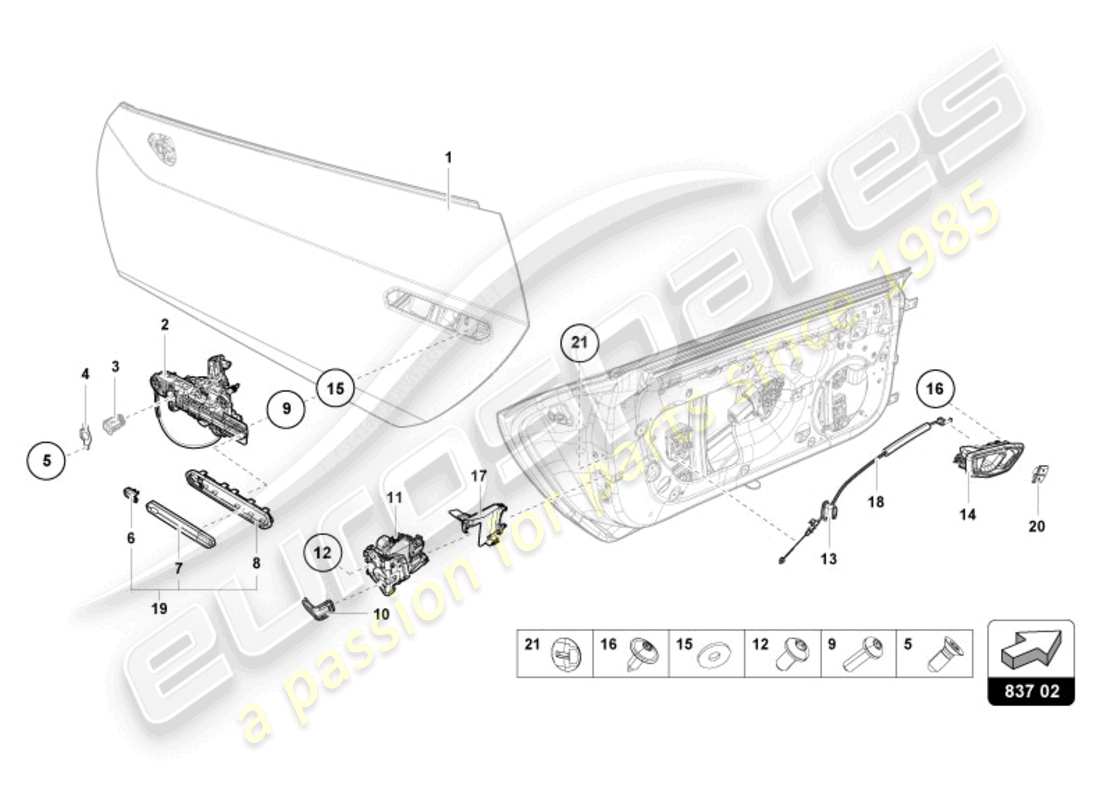 lamborghini 2024 (evo spyder) door handles part diagram