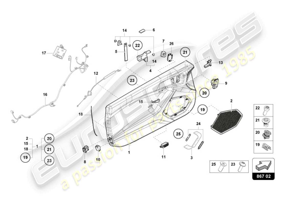 lamborghini 2023 (tecnica) door panel parts diagram
