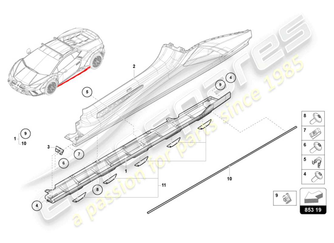 lamborghini 2024 (sterrato) additional reinforcement part diagram