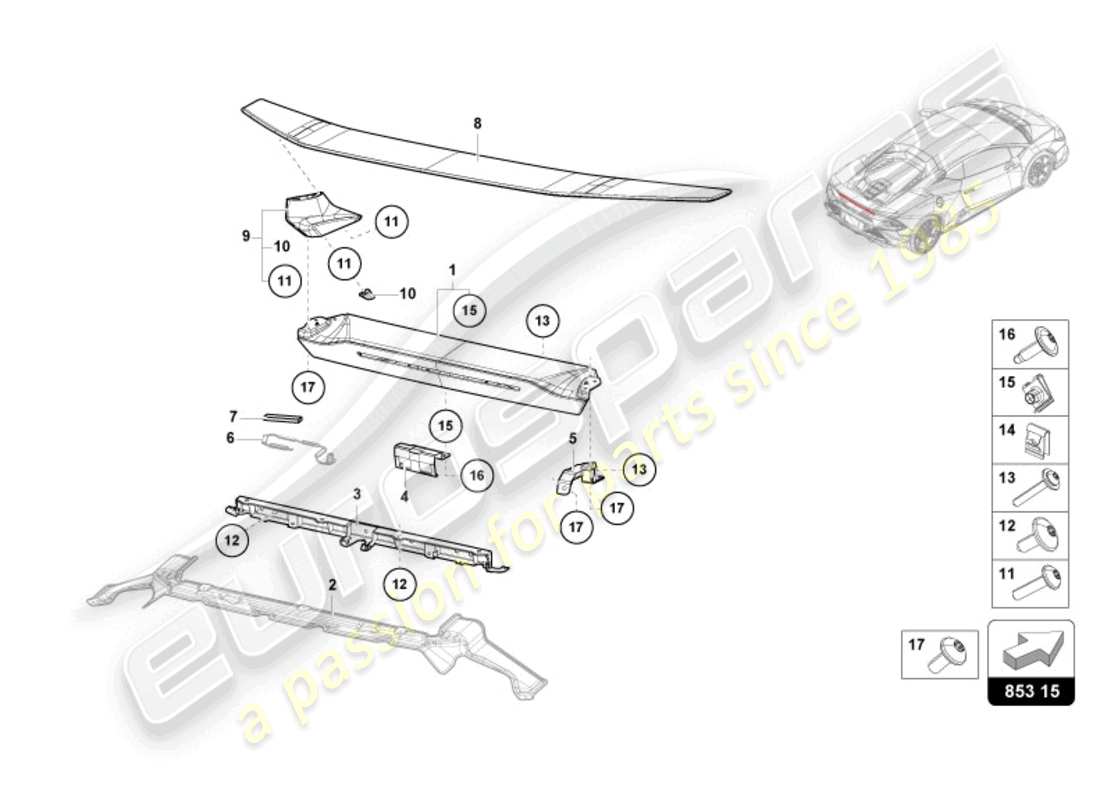 lamborghini 2023 (tecnica) rear panel upper part parts diagram