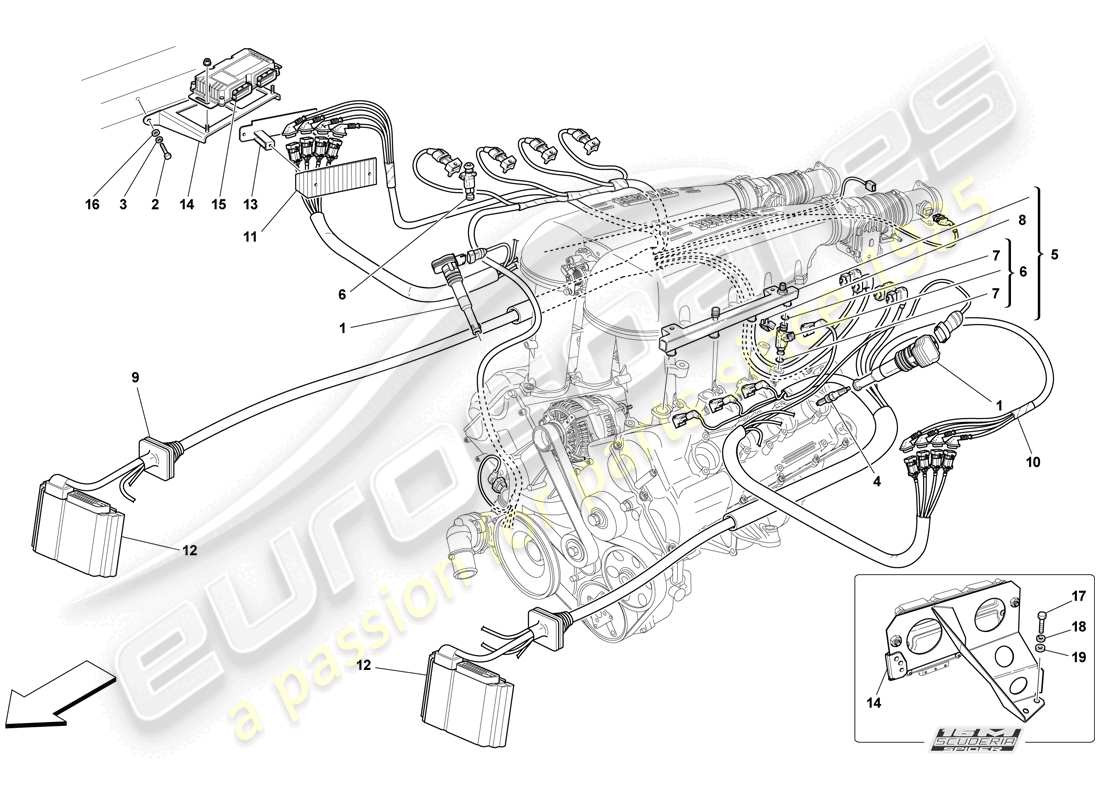 ferrari f430 scuderia (rhd) injection - ignition system part diagram
