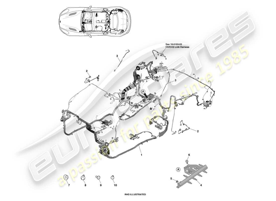 aston martin vanquish (2014) body harness, volante part diagram