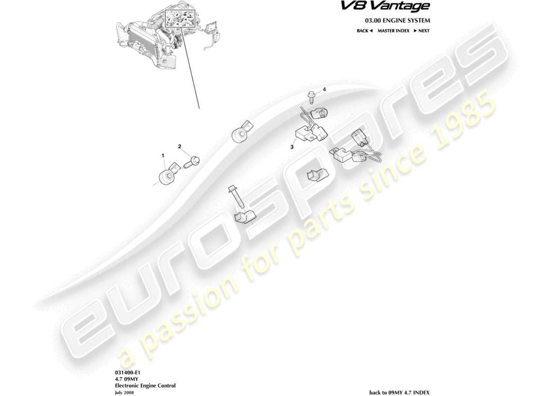 aston martin v8 vantage (2010) electronic engine control part diagram