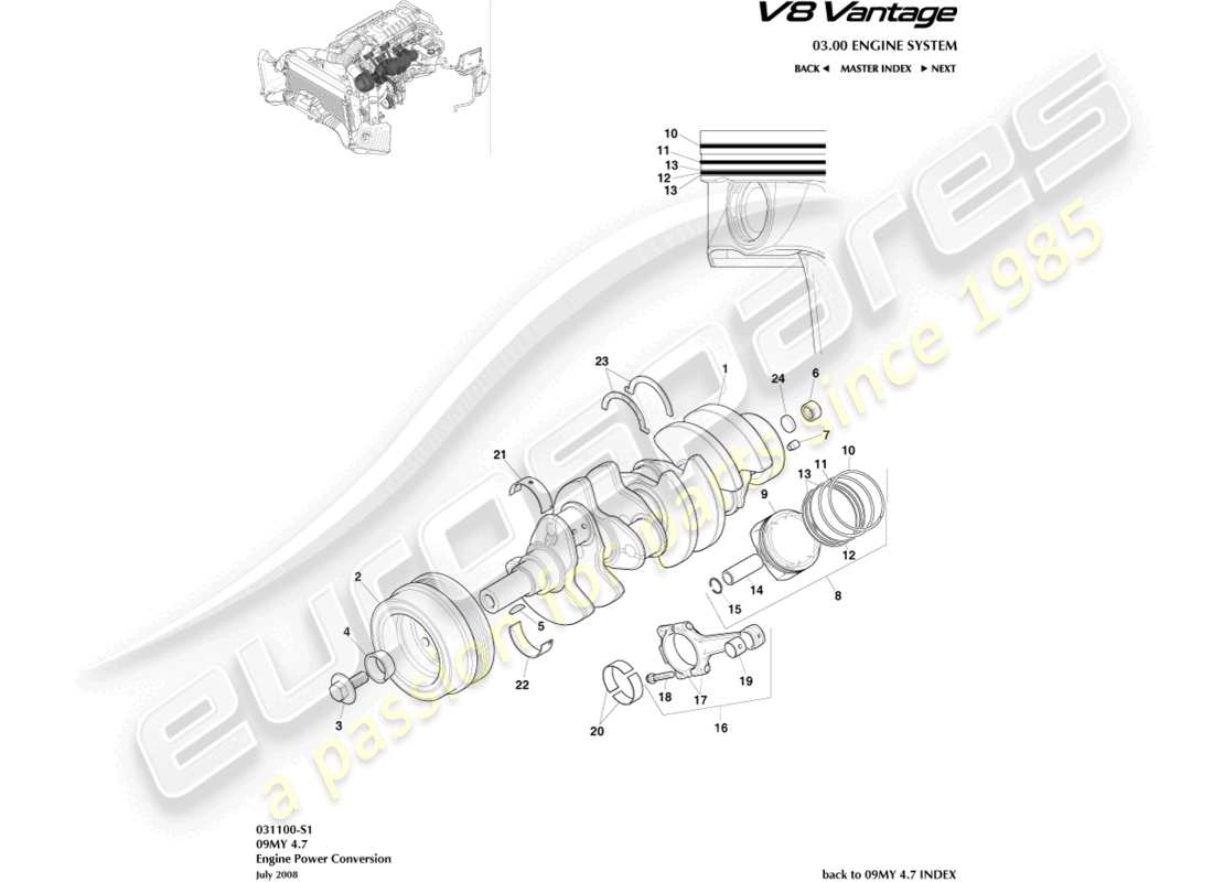 aston martin v8 vantage (2014) power conversion part diagram