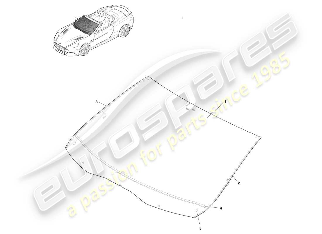 aston martin vanquish (2014) windshield, volante part diagram
