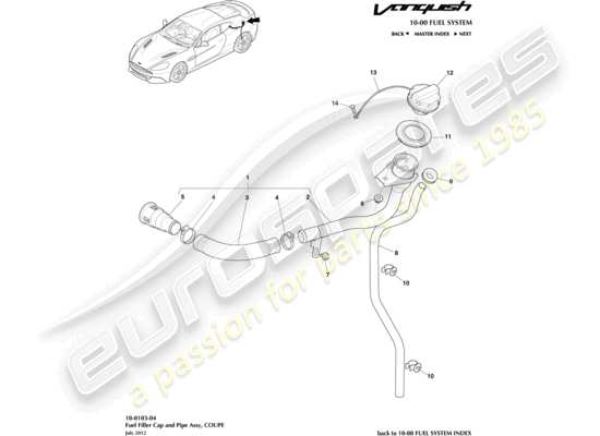 a part diagram from the aston martin vanquish parts catalogue