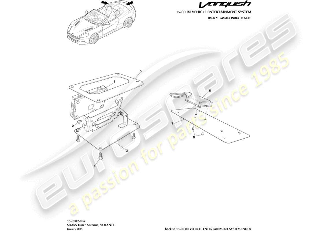 aston martin vanquish (2015) sdars tuner, volante part diagram
