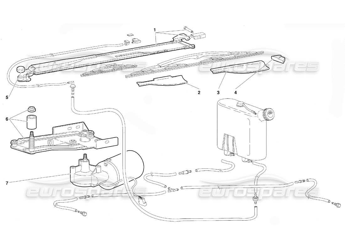 lamborghini diablo (1991) windscreen wiper and headlamp washers (valid for gb version - october 1991) part diagram